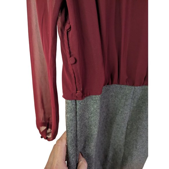 W118 by Walter Baker Dress Office Wear Maroon top gray wool blend skirt sz M - Picture 6 of 10